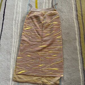 Stella McCartney Tan and Yellow Textured Pencil Skirt